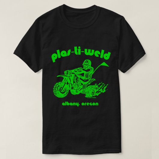 Three Wheeler Plas-Ti-Weld Logo in Kawasaki grün T-Shirt (Design vorne)