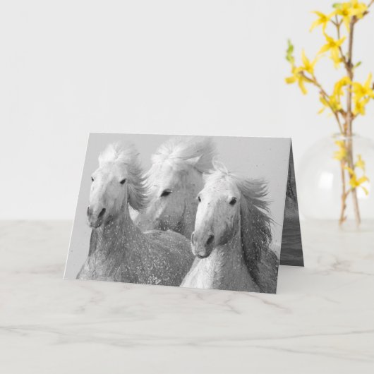Three White Horses Greeting Card Karte (Gelbe Blume)
