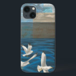 Three White Seagulls Flying Over the Water Case-Mate iPhone Hülle<br><div class="desc">Need to get away? Do it by choosing this painting by artist Tara Friel representing three seagulls flying over the water. The sight of the waves of the ocean and the vivid colors make this design very realistic.</div>