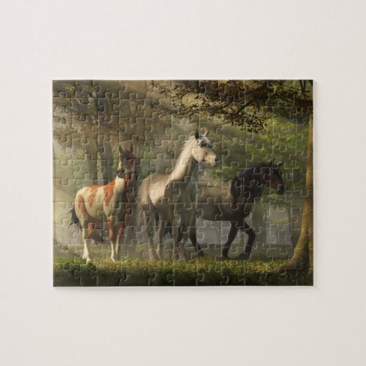 Three Wild Horses in the Forest Puzzle (Horizontal)
