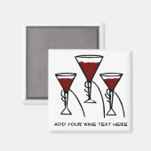 Three Wine Glasses in Hands Cartoon Magnet (Vorderseite/Rückseite)