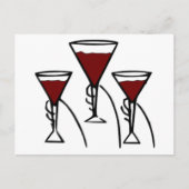 Three Wine Glasses in Hands Cartoon Postkarte (Vorderseite)