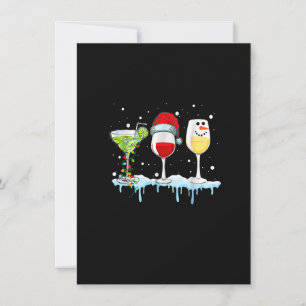 Three Wine Glasses Xmas Snowman Weihnachtsmannmütz Einladung