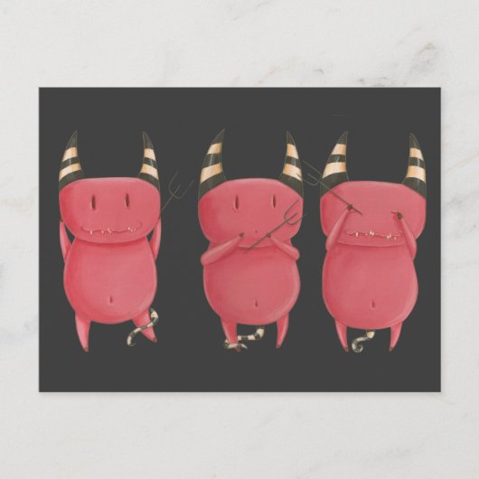 Three Wise Devils - Little Devils Art Postkarte (Vorderseite)