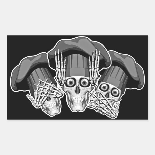Three Wise Koch Skulls Rechteckiger Aufkleber (Vorderseite)