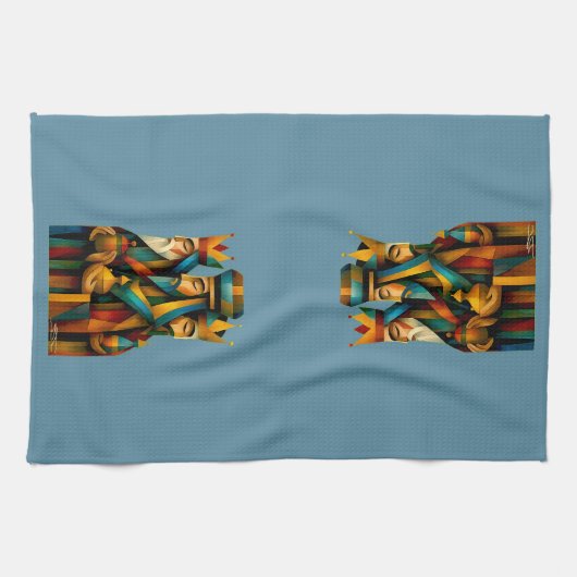 Three Wise Men Abstract Nativity Art Geschirrtuch (Horizontal)