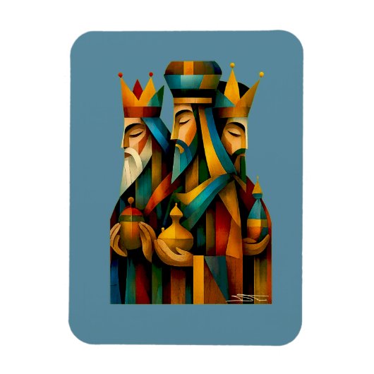 Three Wise Men Abstract Nativity Art Magnet (Vertikal)