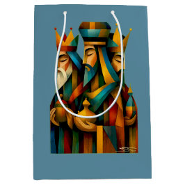 Three Wise Men Abstract Nativity Art Mittlere Geschenktüte