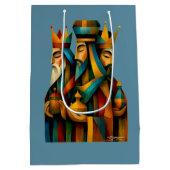 Three Wise Men Abstract Nativity Art Mittlere Geschenktüte (Rückseite)
