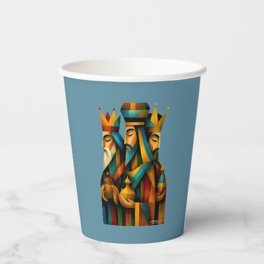 Three Wise Men Abstract Nativity Art Pappbecher (Rückseite)