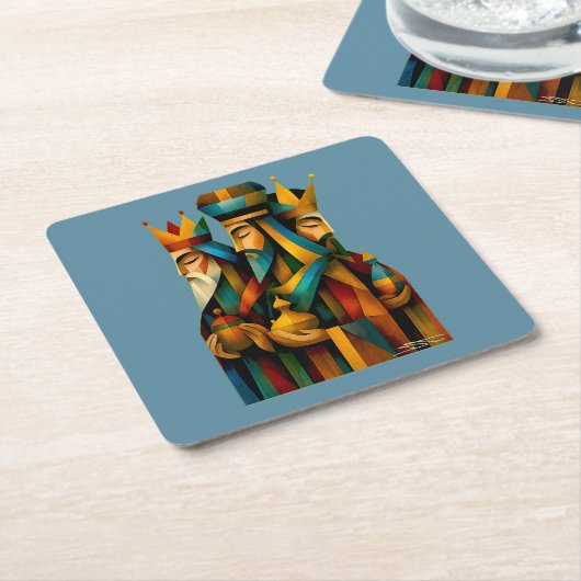 Three Wise Men Abstract Nativity Art  Rechteckiger Pappuntersetzer (angewinkelt)