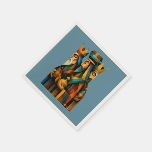 Three Wise Men Abstract Nativity Art Serviette (Ecke)