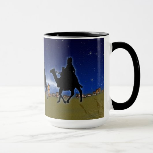 Three Wise Men & Bethlehem Weihnachtsdesign Tasse (Rechts)