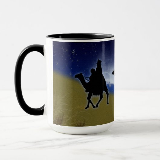 Three Wise Men & Bethlehem Weihnachtsdesign Tasse (Links)