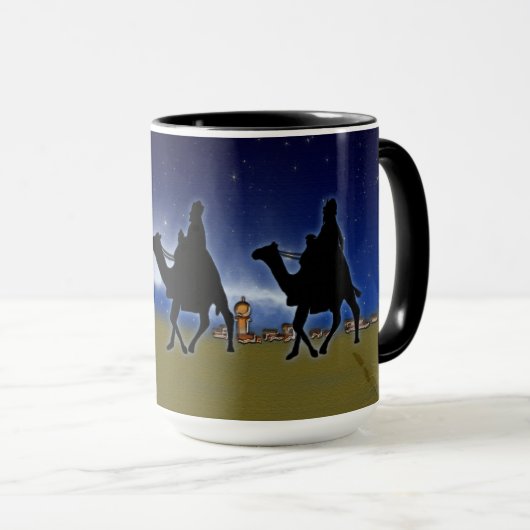 Three Wise Men & Bethlehem Weihnachtsdesign Tasse (VorderseiteRechts)