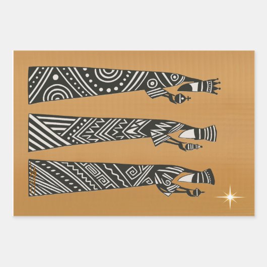 Three Wise Men Black & White Christmas Nativity Geschenkpapier Set (Vorderseite 3)