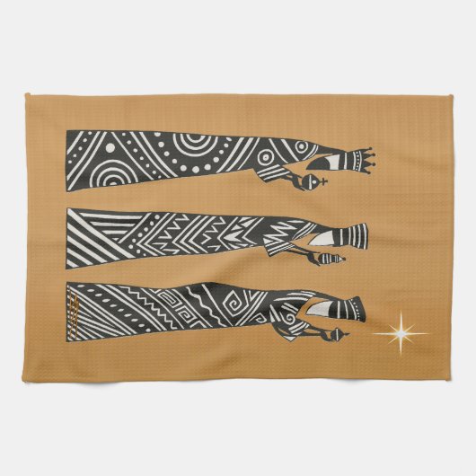 Three Wise Men Black & White Christmas Nativity Geschirrtuch (Horizontal)