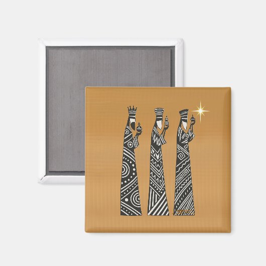 Three Wise Men Black & White Christmas Nativity Magnet (Vorderseite/Rückseite)