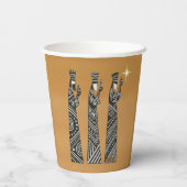 Three Wise Men Black & White Christmas Nativity Pappbecher (Rückseite)