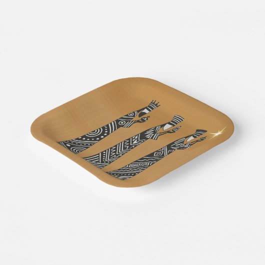 Three Wise Men Black & White Christmas Nativity Pappteller (Gewinkelt)