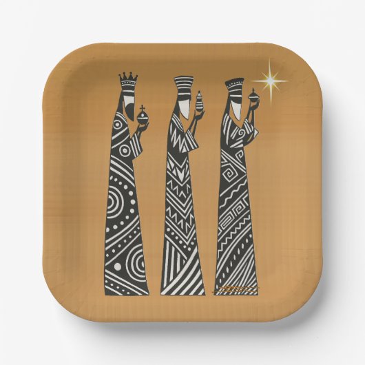 Three Wise Men Black & White Christmas Nativity Pappteller (Vorderseite)