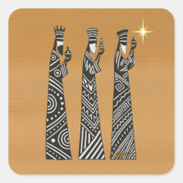Three Wise Men Black & White Christmas Nativity Quadratischer Aufkleber