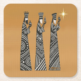 Three Wise Men Black & White Christmas Nativity Rechteckiger Pappuntersetzer