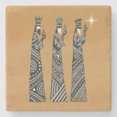 Three Wise Men Black & White Christmas Nativity Steinuntersetzer (Vorderseite)