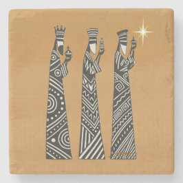 Three Wise Men Black & White Christmas Nativity Steinuntersetzer