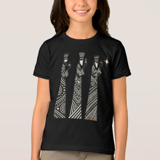 Three Wise Men Black & White Christmas Nativity Tri-Blend Shirt (Vorderseite)