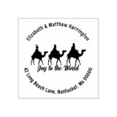 Three Wise Men Christmas Joy Round Rücksendeadress Gummistempel (Prägung)