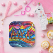 Three Wise Men Colorful Christmas Holiday Pappteller (Party)