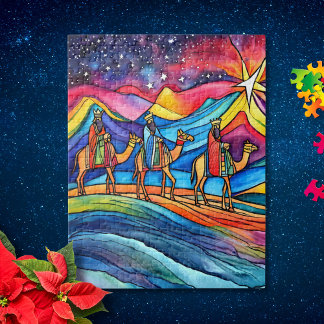 Three Wise Men Colorful Christmas Holiday  Puzzle