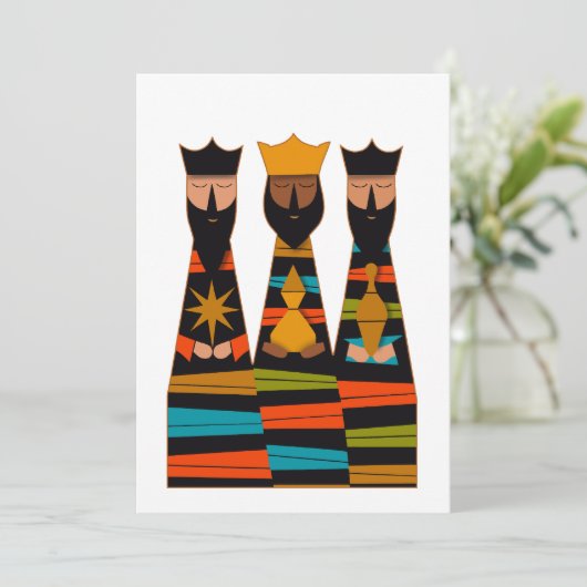 Three Wise Men Modern Mid-Century Einladung (Stehend Vorderseite)