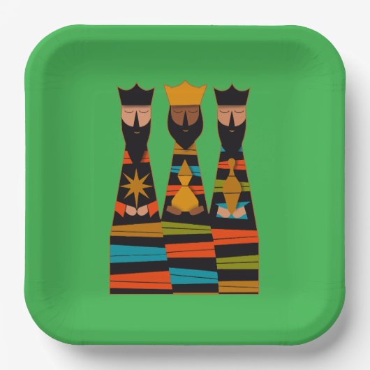 Three Wise Men Modern Mid-Century Pappteller (Vorderseite)