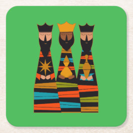 Three Wise Men Modern Mid-Century Rechteckiger Pappuntersetzer