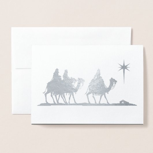 Three Wise Men Silhouette Silver ID424 Folienkarte (Vorderseite mit Umschlag)