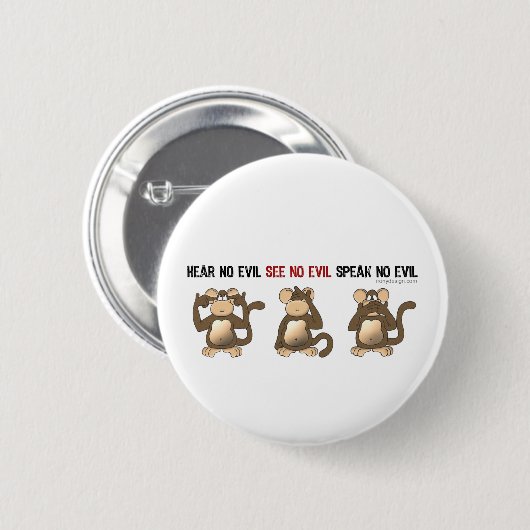Three Wise Monkeys Button (Vorne & Hinten)