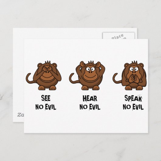 Three Wise Monkeys Postkarte (Vorne/Hinten)
