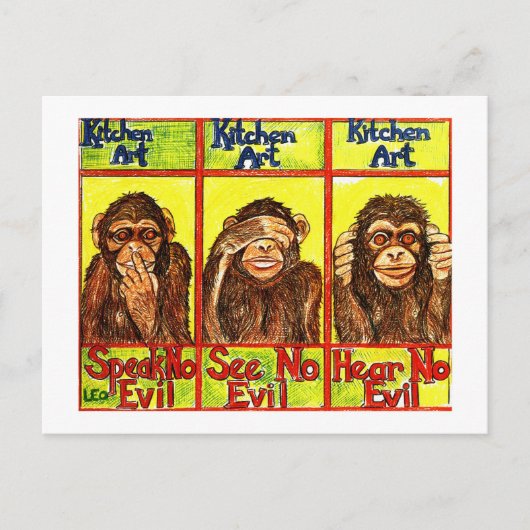 Three Wise Monkeys Postkarte (Vorderseite)