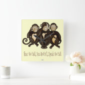 Three Wise Monkeys Quadratische Wanduhr (Zuhause)