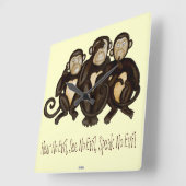 Three Wise Monkeys Quadratische Wanduhr (Winkel)