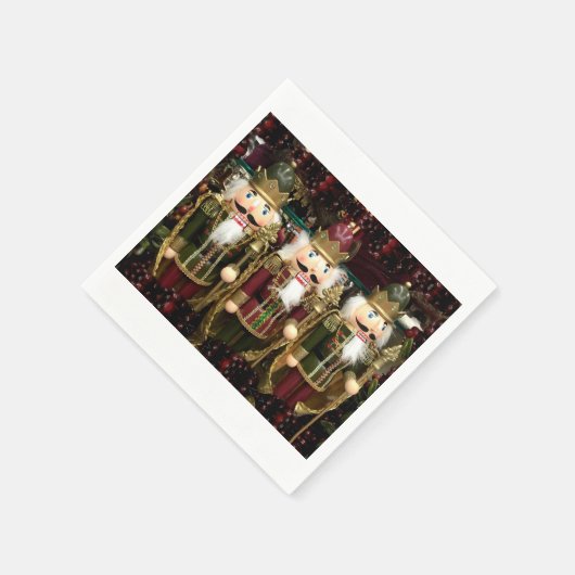 Three Wise Nutcracker Soldiers Christmas Serviette (Ecke)