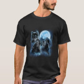 Three Wolves Howling And Moon Wolf T-Shirt (Vorderseite)