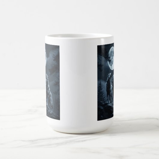 Three Wolves Howling at the Full Moon - Three Wolf Kaffeetasse (Mittel)