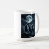 Three Wolves Howling at the Full Moon - Three Wolf Kaffeetasse (VorderseiteRechts)