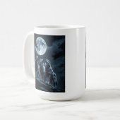 Three Wolves Howling at the Full Moon - Three Wolf Kaffeetasse (Vorderseite Links)