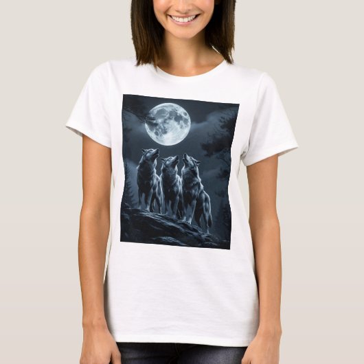 Three Wolves Howling at the Full Moon - Three Wolf T-Shirt (Vorderseite)