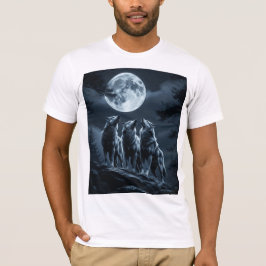 Three Wolves Howling at the Full Moon - Three Wolf T-Shirt