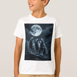 Three Wolves Howling at the Full Moon - Three Wolf T-Shirt